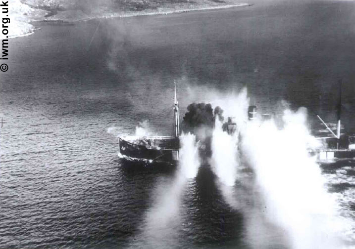 Merchant vessel Lynx explodes.